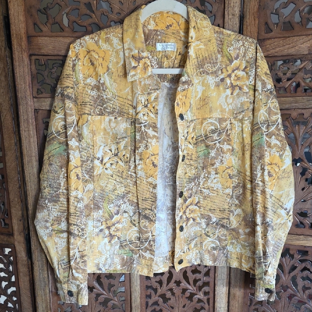 Christopher & Banks Yellow and Brown Patterned Jacket